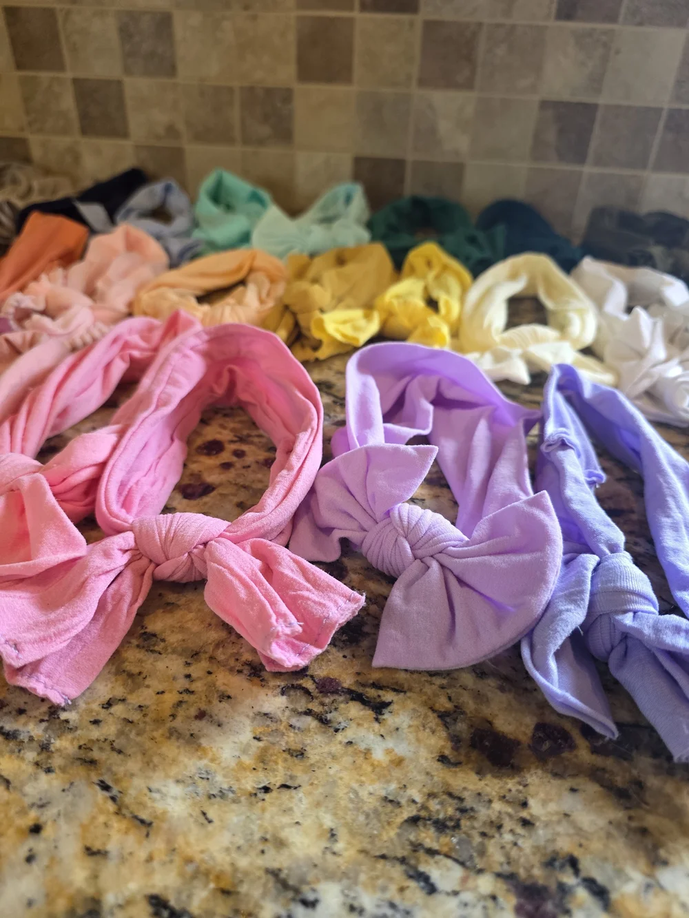 Assorted Girls Knotted Fabric Headbands - Multi Color